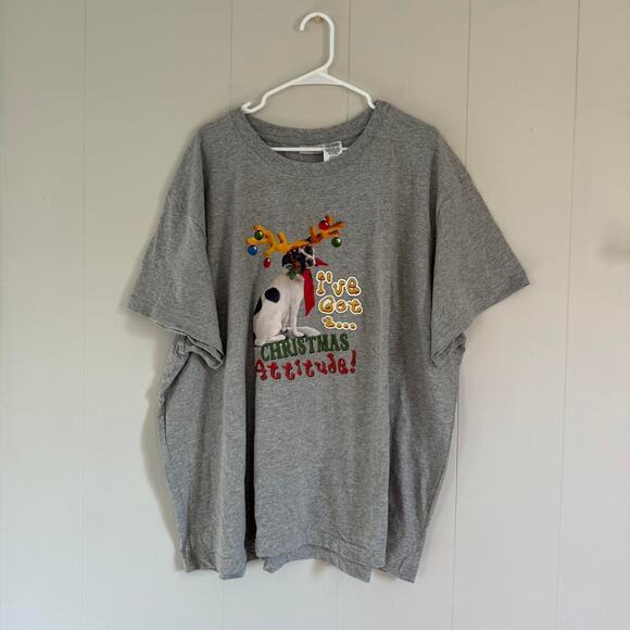 2000s vintage christmas dog humor gray short sleeve t shirt Unisex plus size 3x - Picture 1 of 4